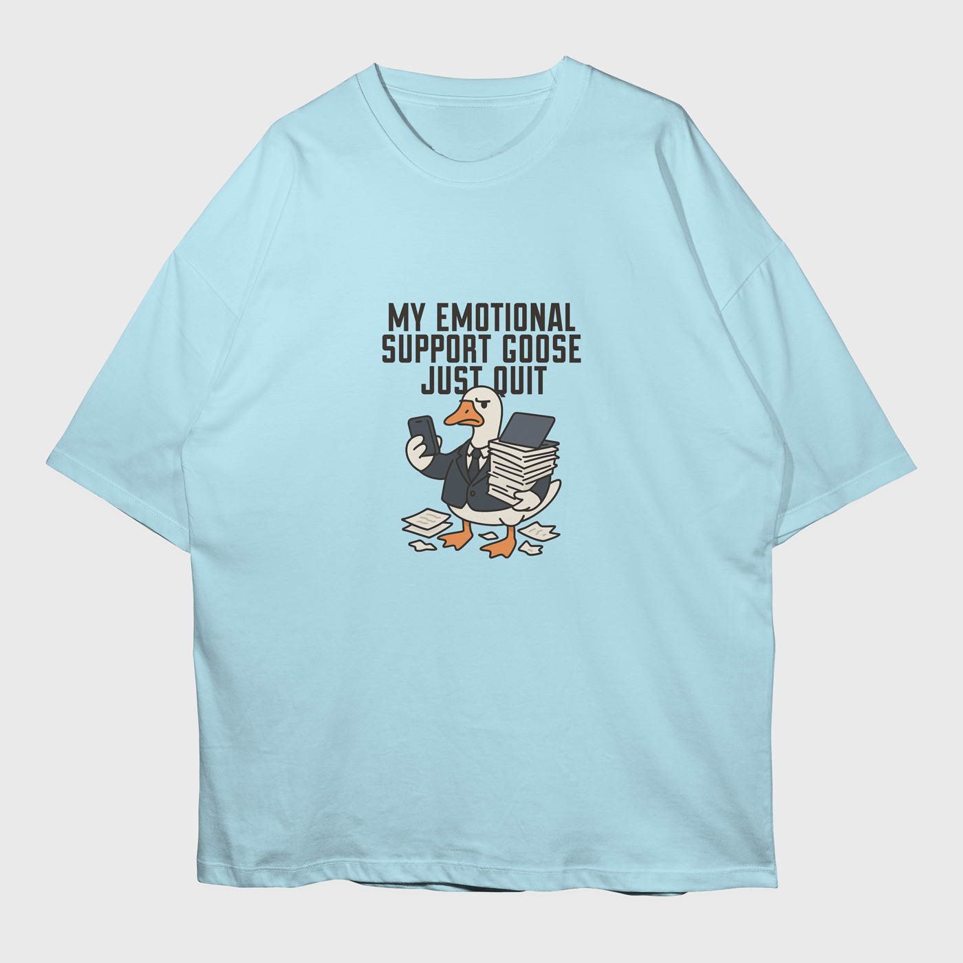 emotional-support-goose-baby-blue-premium-oversized-tshirt