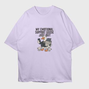 emotional-support-goose-lavender-premium-oversized-tshirt