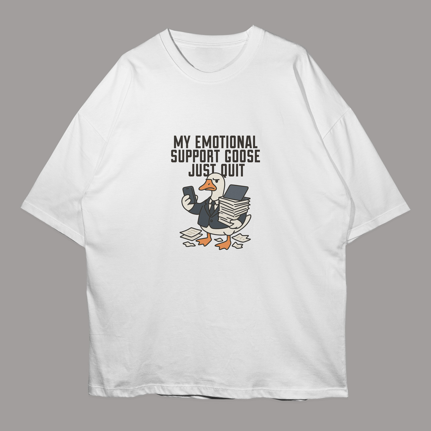 emotional-support-goose-white-premium-oversized-tshirt