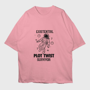 existential-plot-twist-survivor-flamingo-pink-premium-oversized-tshirt
