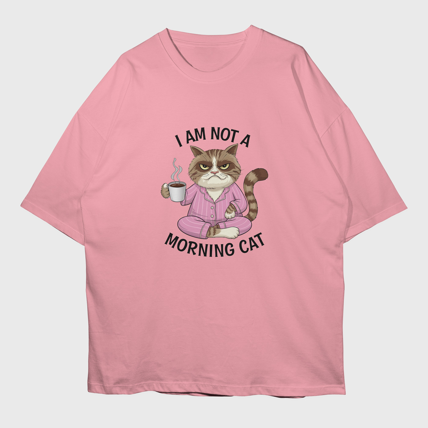 im-not-a-morning-cat-flamingo-pink-premium-oversized-tshirt