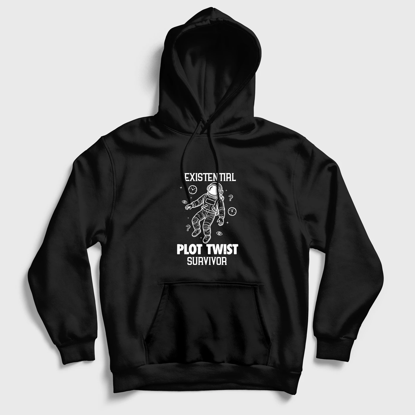 existnetial-plot-twist-survivor-regular-hoodie-black-front